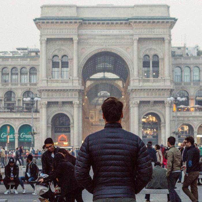 People Gather Outside The Iconic Galleria Vittorio Emanuele II In Milan, Italy.