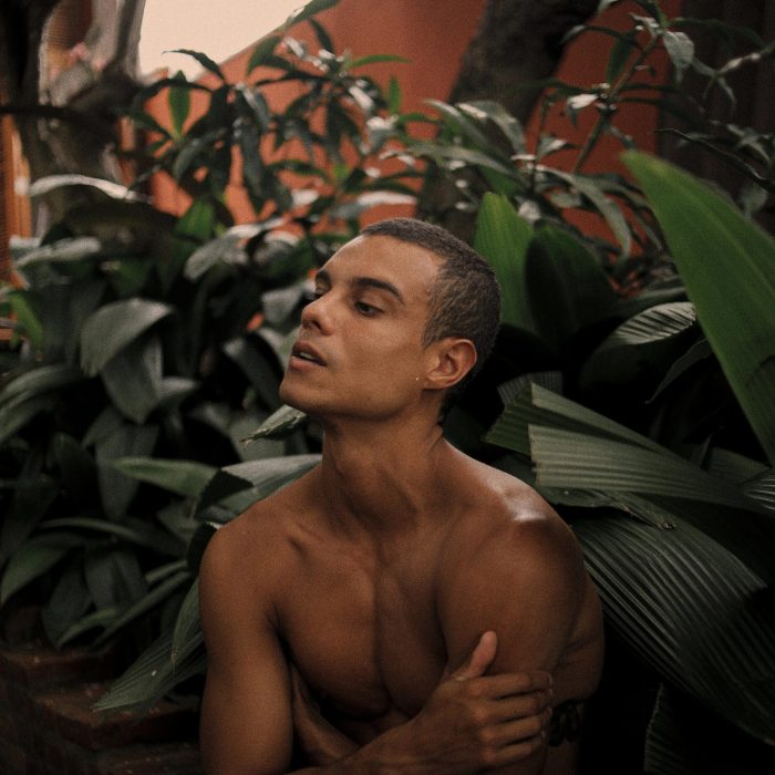 A Shirtless Man Poses Among Lush Tropical Plants Outdoors In São Paulo.